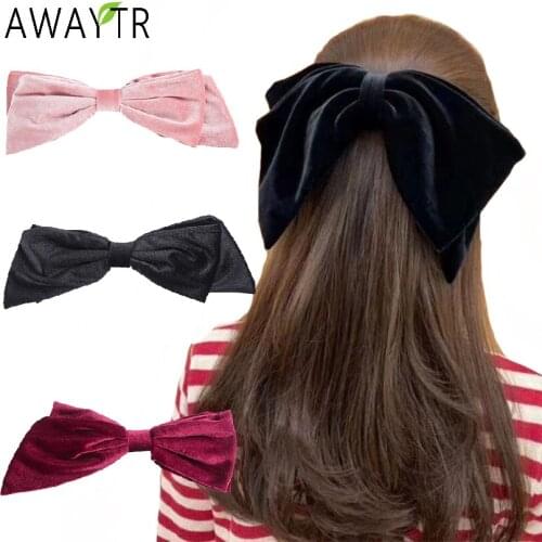 Velvet Barrettes Big Bow Solid Color Hair Clip Girls Hairpin Korean Ponytail Clips Hairgrip For Women Hair Accessories Headdress