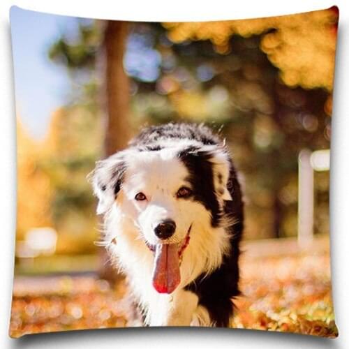 Dog and Dead leaves Decorative Throw Pillows Case Cotton Polyester for Sofa Car Cotton Cushion Cover Creative Decoration 5 size