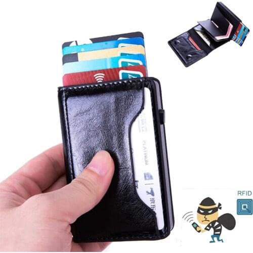 Mens Wallet Anti-Degaussing And Anti-Theft Credit Card Holder Shielding NFC Bank Card Holder Thin Metal RFID Storage Box