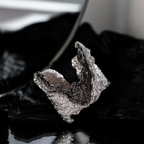 925 Sterling Silver Wrinkled Texture Rings Gifts For Women Geometry Luxury Gothic Wedding Adjustable Ring 2021 Fine Jewelry