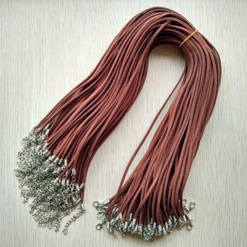 Fast Ship 3mm coffee Korea velvet Cord Necklace Rope 50cm Chain Lobster Clasp DIY Jewelry Accessories Wholesale 100pcs/lot free