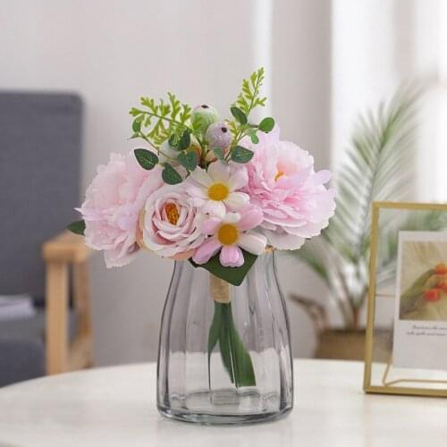 32CM Beautiful Peony Bouquet for Bride Wedding Decoration Artificial Flowers Christmas Birthday Party Table Decor Fake Flowers