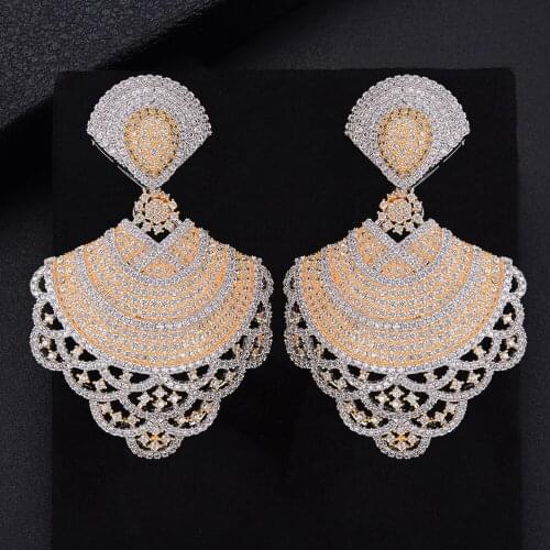 LARRAURI 2020 Luxury Trendy WaterDrop Cubic Zirconia Naija Wedding Party Earring Fashion Jewelry for Women