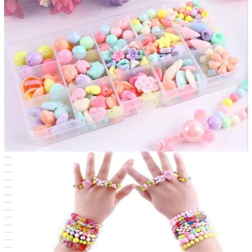 MHS.SUN Mixed 250pcs DIY bracelet necklace loose acrylic beads set accessories kids developmental toys beads with box for girls
