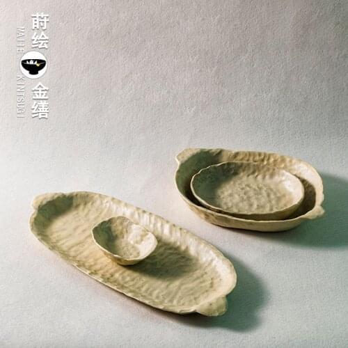 Rough ceramic tableware set retro dish Jingdezhen ceramic creative plate dish home dish Japanese fish plate