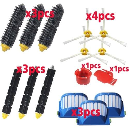 Replacement Parts Kit for iRobot Roomba 600 Series Bristle & Flexible Beater Brush & Armed-3 Side Brush & Filters Vacuum Cleaner