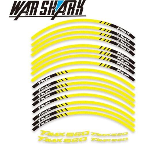 Motorcycle Wheel Sticker Reflective Rim Decal Stripe Decorative Sticker For Yamaha TMAX-560 Yellow Orange Blue Red Green