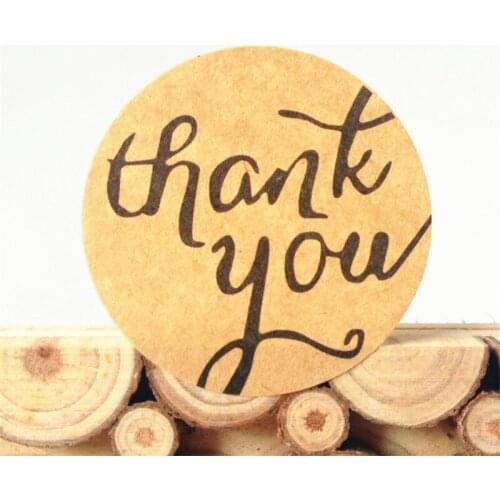 100PCS/Lot New Round thank you Kraft seal sticker.Diameter 3.8cm DIY note gift Labels Circle Point Sticker