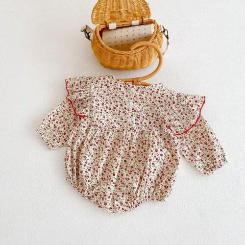 2021 New Baby Girl Clothing Floral Infant Autumn Long Sleeve Bodysuit Cotton Newborn Baby Jumpsuit Fly Sleeve Princess Onesie