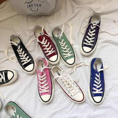 2021 new spring and autumn womens Korean version of the trendy low-top canvas shoes flat simple