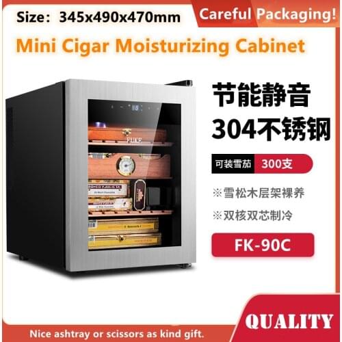 FK-90C Cedar Wood Cigar Humidor 345x490x470mm Capacity 300 Cigar Cabinet Storage Box Humidifier Hygrometer Nice Ashtray as Gift