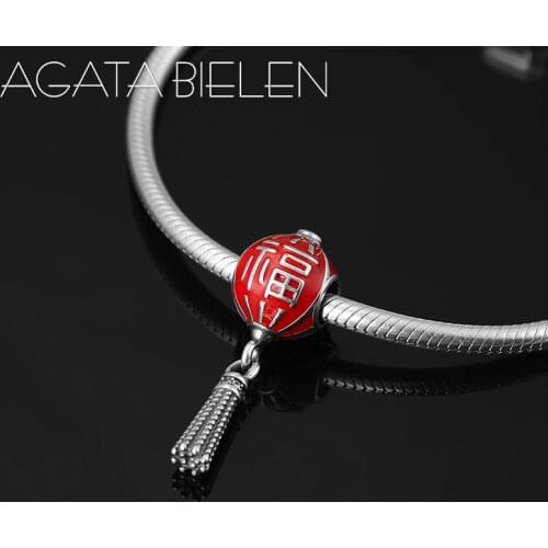 Bring happiness 925 Sterling Silver like Chinese red Lantern Lucky blessing beads Fit Original europeu Charms Bracelets making