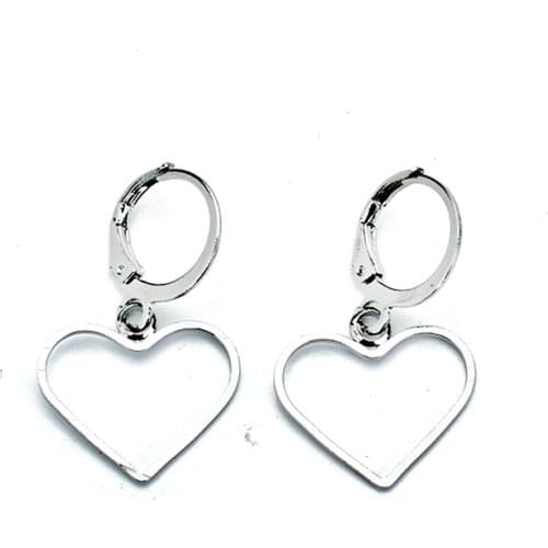 Simple Silver Color Hollow Heart Drop Earrings For Women New Fashion Ear Piercing Earring Metal Jewelry Gift