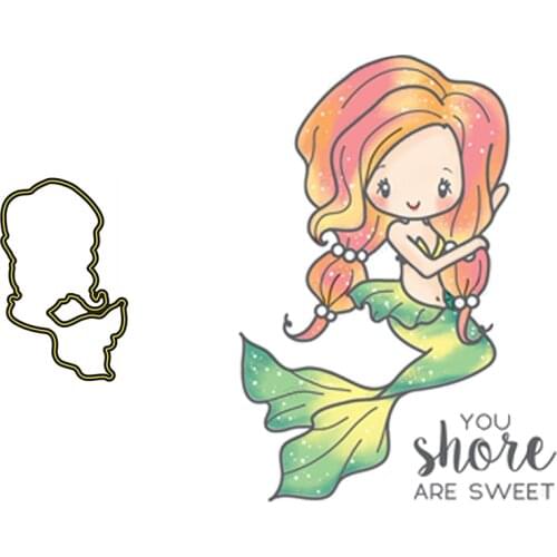 Clear Stamps And Cutting Dies Beautiful Mermaid Girl Sweet Long Hair For DIY Scrapbook Photo Album Craft Card 2021 New