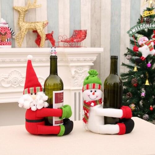 Christmas Santa Claus Snowman Red Wine Bottle Cover Champagne Case Xmas Family Party Table Ornaments Tableware christmas decor