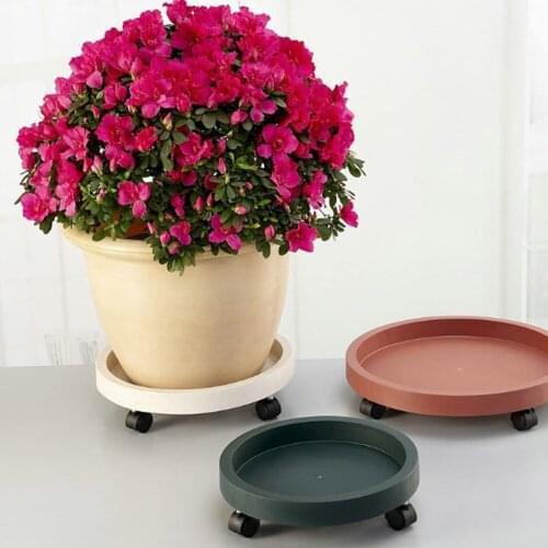 Removable Flower Pot Tray Universal Wheels Round Plastic Tray Flower Pot Rack Plant Stand