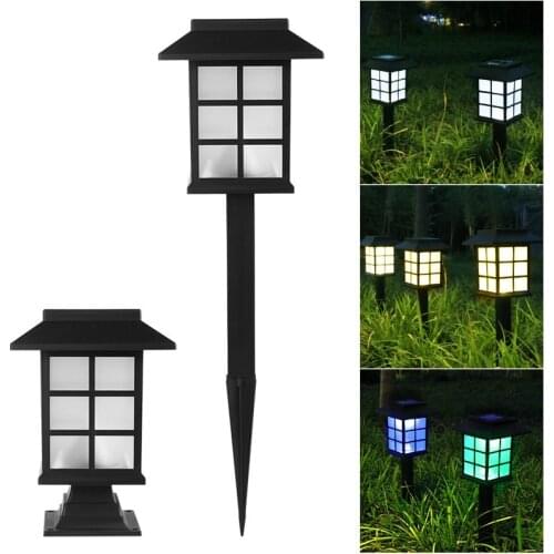 Sunlight Powered Outdoor Solar LED Lawn Lights Square Retro Waterproof Solar Pillar Lamp for Pathway Yard Garden Decoration