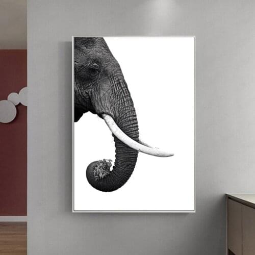 Modern Canvas Paintings Animal art Canvas Prints Wall Black and White Elephant Head Pictures For Kids Room Home Decoration