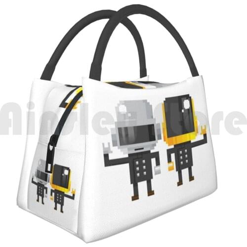 Cooler Lunch Bag Picnic Bag Legendary Electro Duo-White Base / / Supersquares Pixel Pixelart Daft Punk Music
