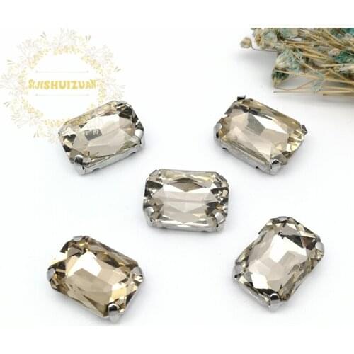 Light Coffee Rectangular Crystal Glass Sewing Rhinestones with Claw Rhinestones for Diy Dress and Bags13*18 10*14 8*10 18*25