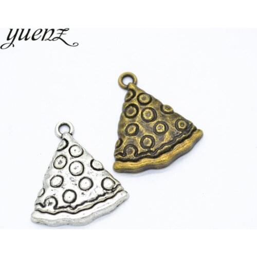 YuenZ 10 pcs Antique Sliver Alloy Pizza Charm Fit Bracelets Necklace DIY Jewelry Findings 25*22mm K34