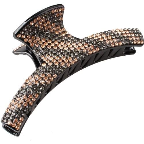 Women Colorful Hairclip Shiny Crystal Hair Claws Barrettes Hair Clip Banana Hair Clip Rhinestone Hair Accessories