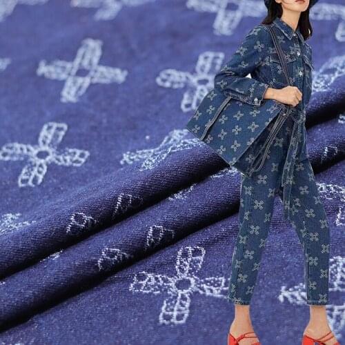 Jacquard high - grade washed denim fabric