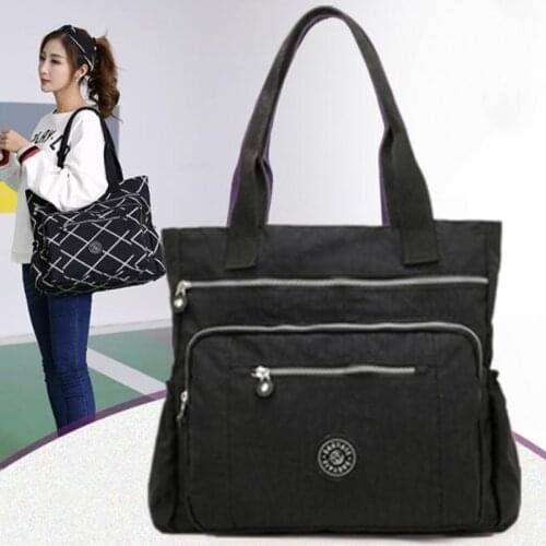 Womens Multi-pockets Nylon Shoulder Bag Waterproof Portable Outdoor Travel Zipper Multi-functions Large Capacity Handbags