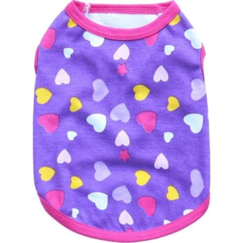 Prints Pet Vests Dog Clothes Heart Dog Pattern Pet T-shirts Breathable Sleeveless Puppy Costume Dog Pet Shirts #T