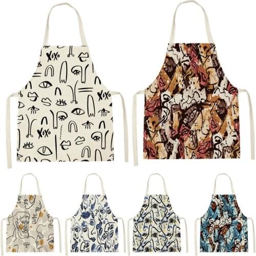 1 Piece Of Abstract Pattern Graffiti Printing Sleeveless Apron ChildrenS Home MenS And WomenS Anti-Fouling Apron Kitchen Bib