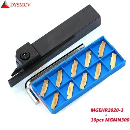 1pc MGEHR2020-1.5 MGEHR2020-2 MGEHR2020-3 MGEHR2020-4 with 10pcs MGMN200 MGMN300 Inserts Grooving Lathe Turning Tool Holder Set