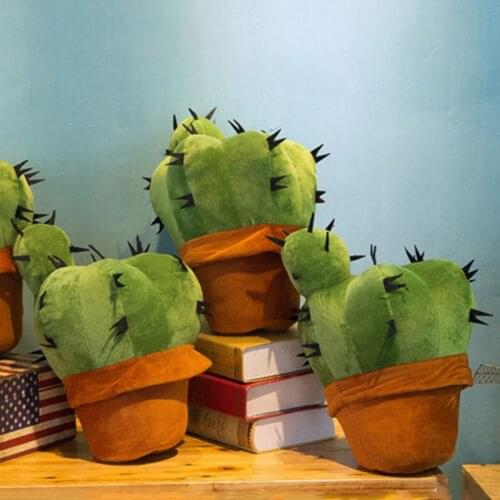 1Pc Simulation Cactus Stuffed Plant Soft Cuddly Toy Car Plush Potted Cactus Pillow Office Sofa Cushion Home Decor Ornament