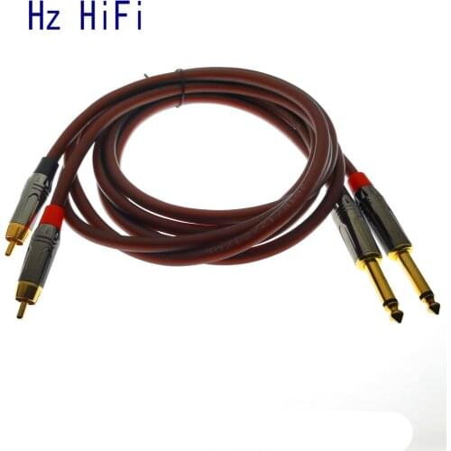1Piar Hi-end 6.35mm Male 1/4 inch to RCA Male Pro Music Speakers Amplifier Mixer Audio Cable