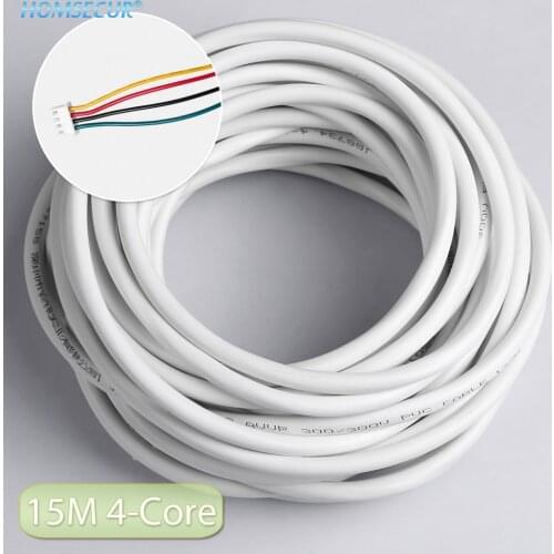 HOMSECUR 15m 4 Core Cable With 2 Backup Cable Connectors For Video Door Intercom System