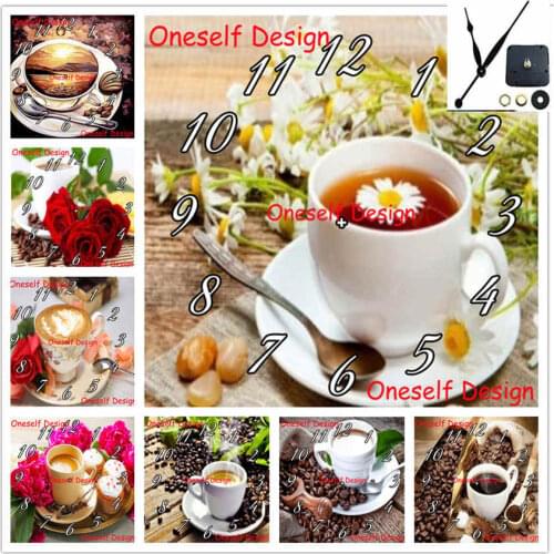 New diamond embroidery full clock coffee diamond painting with Mechanical clock diamond mosaic sale decortion home wall sticker
