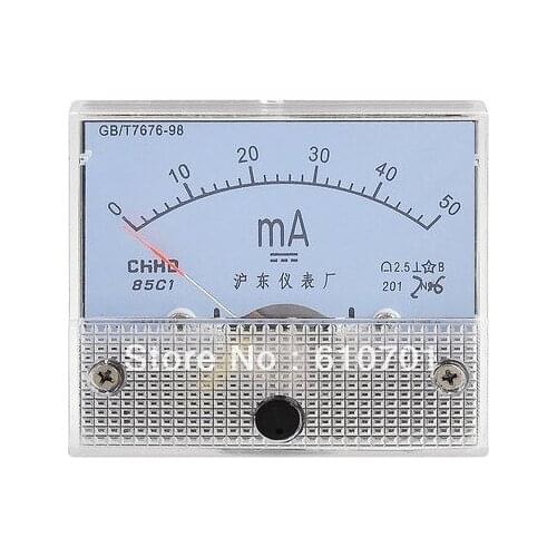 0-50MA Analog Class 2.5 Accuracy Plastic Current Measuring DC Milliampere Ammeter Panel Meter Gauge Electrical Power Instruments