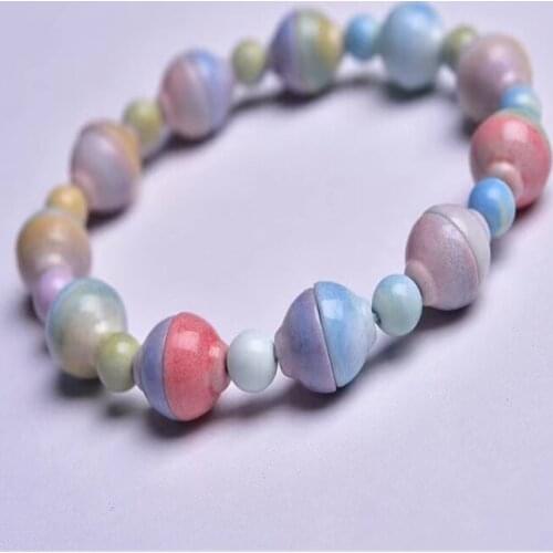Rainbow Stone Bracelet Charm Aura Elastic Lucky Healing Bracelet Jewelry