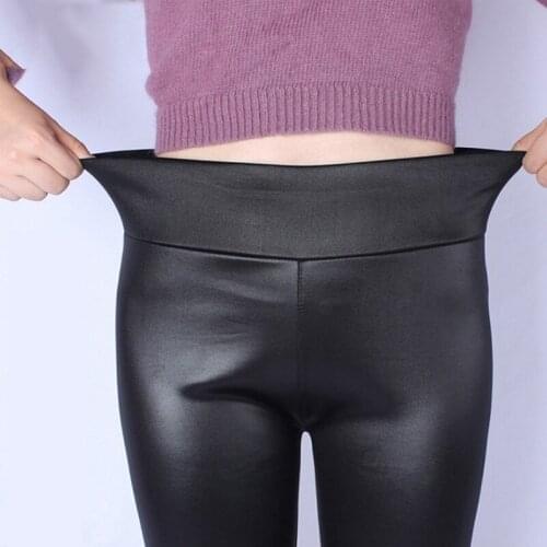 High Waist Pencil Pant Women Faux Leather PU Long Trousers Casual Sexy Skinny Elastic Stretch Pencil Pants Plus Size XL-5XL