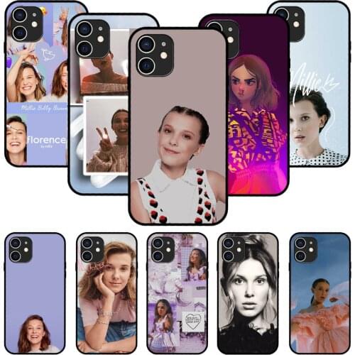 For iPhone 11 12 8 Plus Mini Pro X XR XS Max 4 5 7 6 6S 8 SE Phone Case Black Cover Coque Millie Bobby Brown Stranger Things