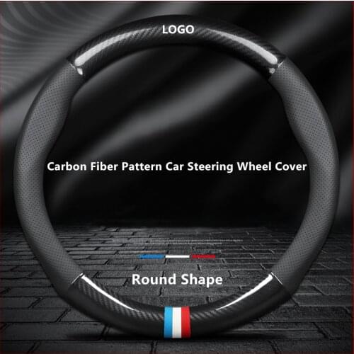 Car Carbon Fiber Steering Wheel Cover Suitable For Volkswagen Golf 7 POLO GIT R MK7 Leather Carbon Fiber Steering Wheel Cover