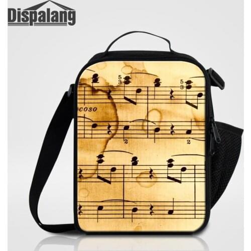 Dispalang Women Portable Messenger Lunch Bag Custom Musical Note Printing Cooler Bags Children Small Food Lunch Sack For School