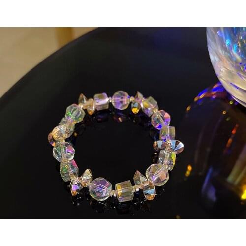 Geometric 2021 New Style Bright Color Crystal Beaded Strand Bracelets Bangles for Women Female Summer Fashion Jewelry YBR403