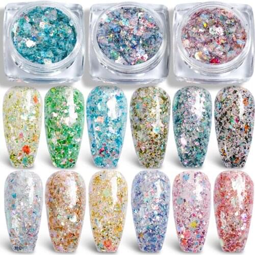 1 Box Holographic Glitter Sequins for Nail Art Hexagon UV Gel Polish Flake Decoration 3D Manicure Sparkles Paillettes Tip