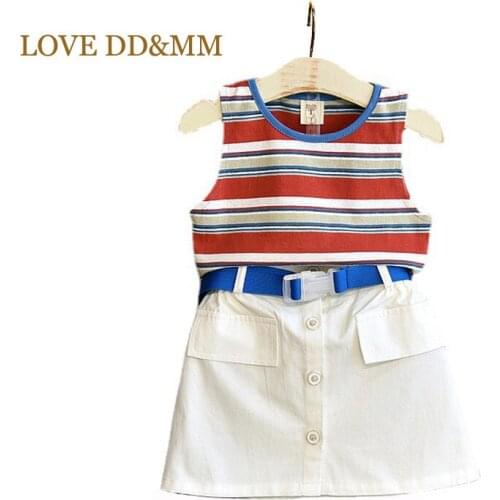 LOVE DD&MM Girls Sets 2021 New Summer Stripe Cotton Vest Tops Skirts Suit Kids Clothing For Girl Outfits Costume