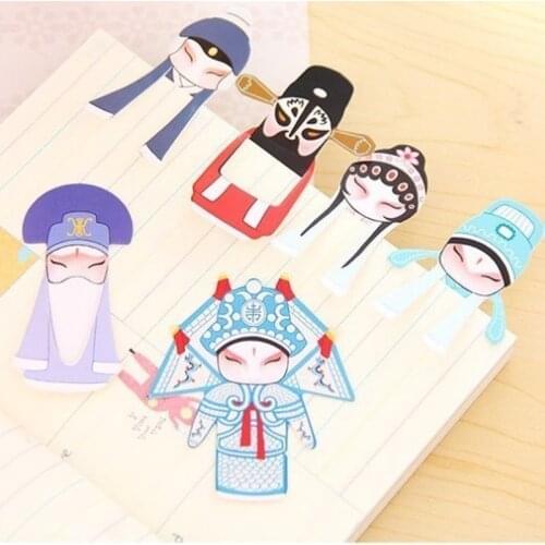 7Pc Peking Opera Bookmark for Books Markers of Page Art Chinese Characteristics Paper Marque Page School Office Teacher Gifts
