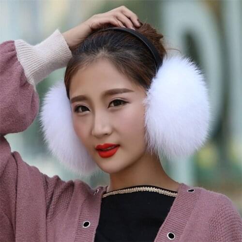 Cute Soft Fox Fur Earmuff Natural Fox Fur Hair Earmuffs Winter Warm Leather Ear Decor Head Decoration White Multicolor Earmuffs