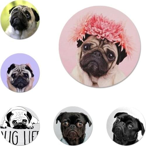Cute Pug Dog Badge Brooch Pin Accessories For Clothes Backpack Decoration gift 58mm
