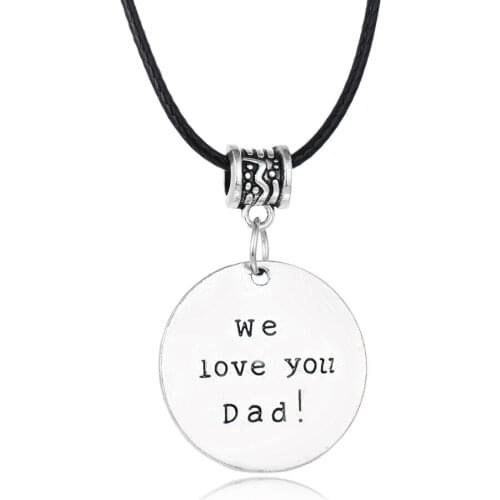 Fashion We Love You Dad Leather Rope Chain Pendant Necklace Family Party Men Daddy Father Papa Statement Jewelry Collier Choker