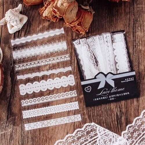 30 pcs/set Vintage Lace flower Decorative Stickers Scrapbooking diy Stick Label Diary Stationery Album Journal frame Sticker