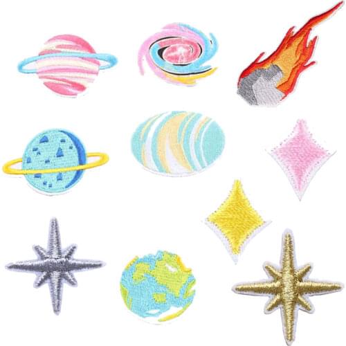 Embroidered Patches Iron on Planets Stars Galaxy Appliques DIY Cute Astronomy Patch Clothes Badges Stickers for Backpack Patch